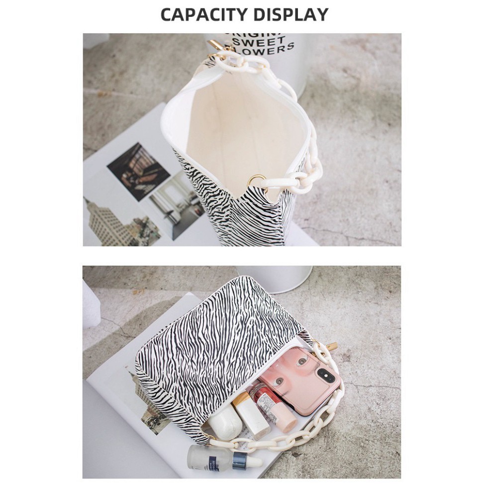 Túi kẹp nách vân ngựa vằn phối xích phong cách Retro DC09 túi đeo vai Chip Xinh Shop | BigBuy360 - bigbuy360.vn