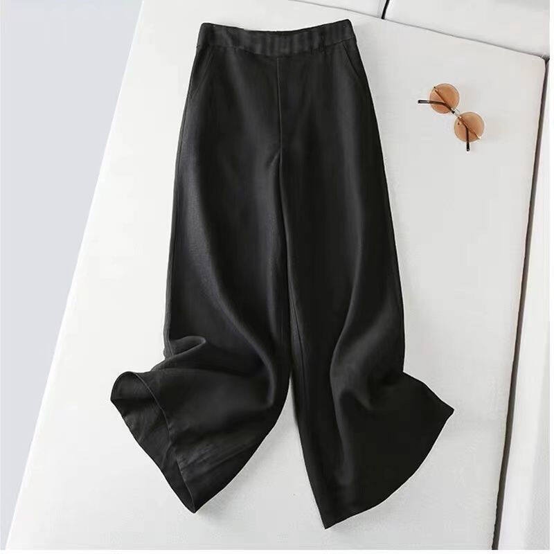 Quần Dài Vải Lanh cotton Ống Rộng Thời Trang Xuân Hè Năng Động Cho Nữ