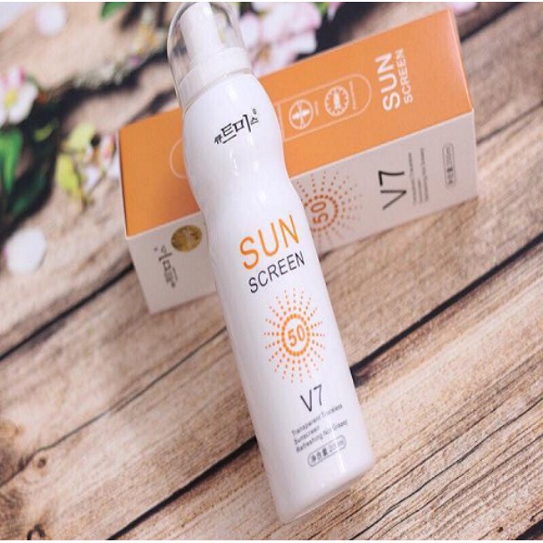 xịt chống nắng trắng da Sun Screen V7 nâng tone chống nước không bết dính kem chống nắng mặt body SPF50 [𝐌𝐮𝐚 3 𝐭𝐚̣̆𝐧𝐠 𝟏]