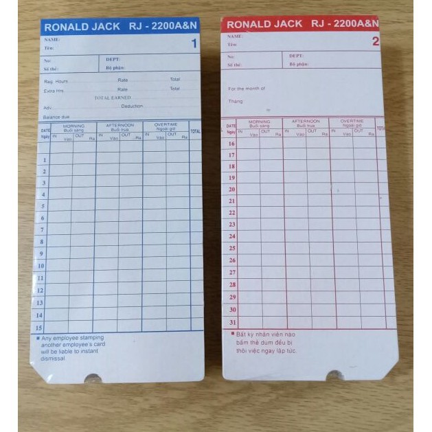 Thẻ chấm công dày