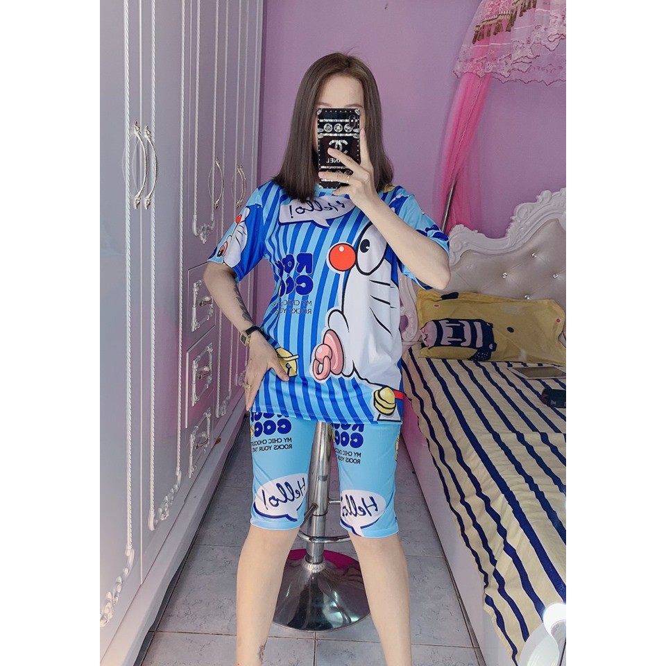 Đồ Bộ thun lạnh in 3D cao cấp, Size 45kg đến 68kg