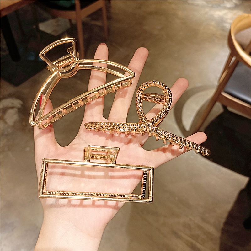 Kẹp tóc Shiny B&amp;S hình học đơn giản màu vàng mờ thời trang Hàn Quốc cho nữ