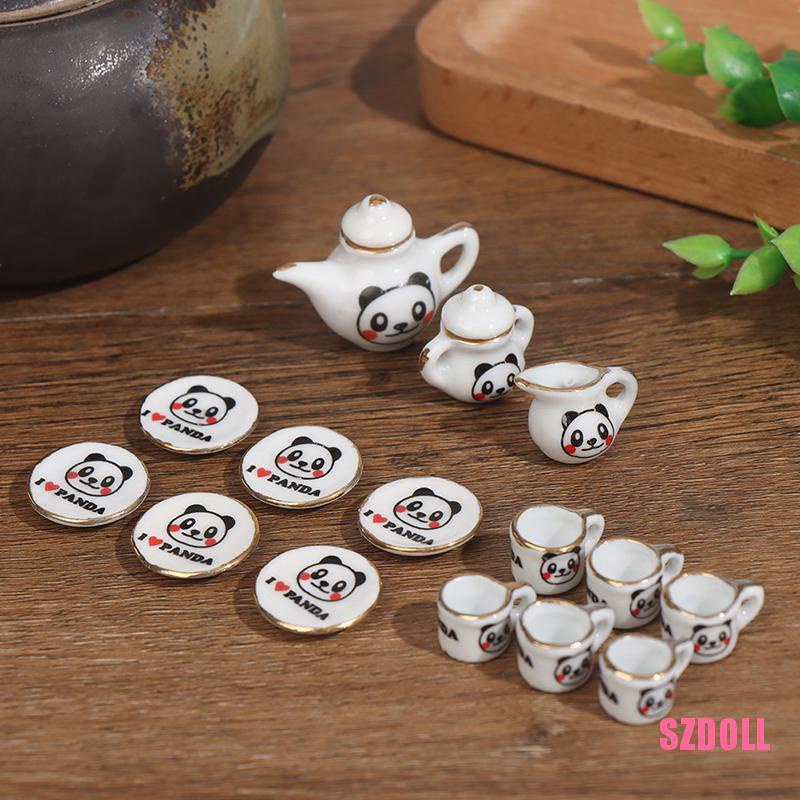 Bộ 15 Ấm Tách Trà Bằng Gốm Tỉ Lệ 1/12 Dành Cho Nhà Búp Bê SZDOLL6