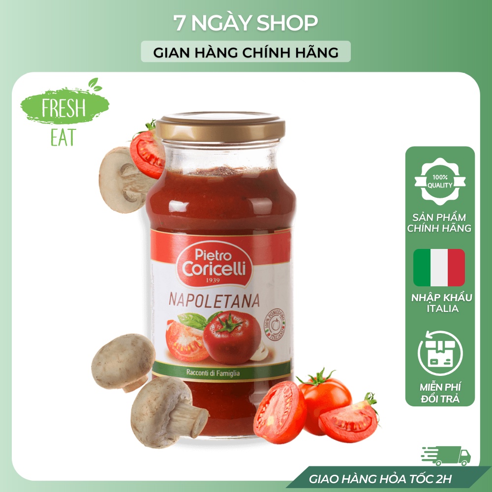 Sốt Spaghetti Pietro Coricelli Napoletana 7NgayShop 350g Nhập khẩu Ý Date 2024, Sốt Cà Chua Mì Ý Hương Vị Truyền Thống