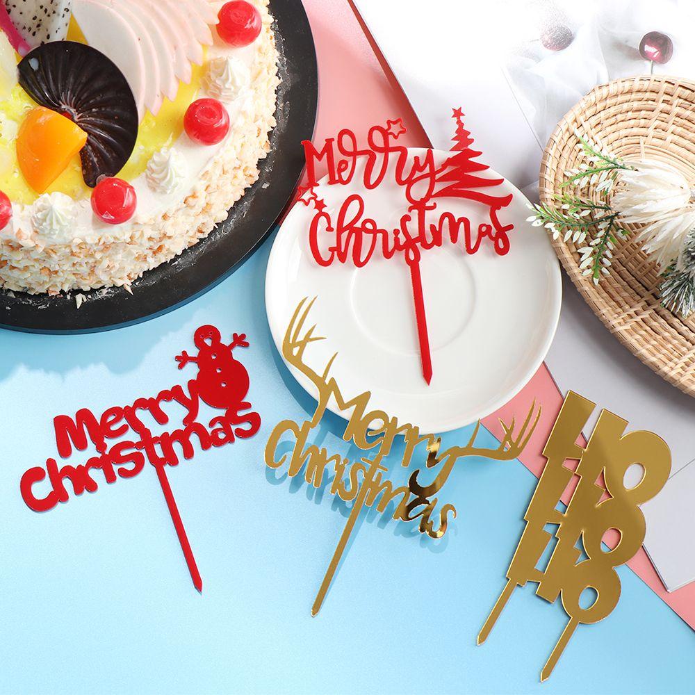 YNATURAL Que Cắm Trang Trí Bánh Chữ Merry Christmas