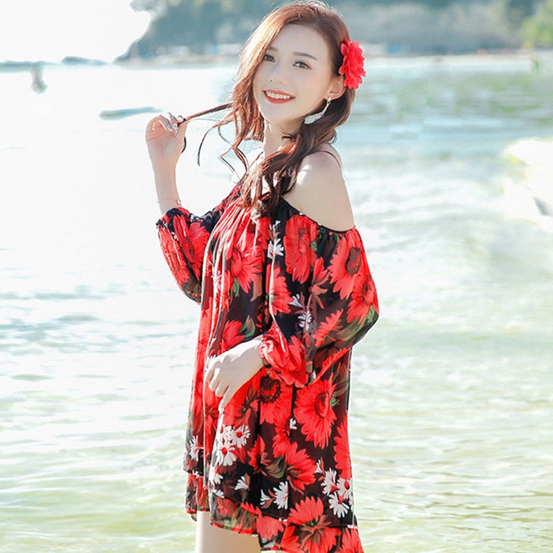 Đầm Chiffon Tay Dài Dáng Rộng Hở Vai Thiết Kế Trẻ Trung Cho Nữ | BigBuy360 - bigbuy360.vn