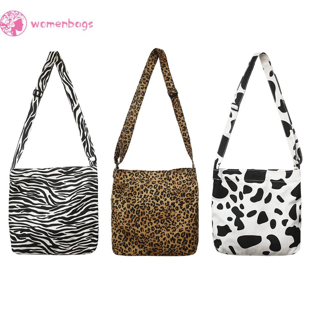 Túi xách đeo chéo vải canvas họa tiết da báo ngựa vằn thời trang | BigBuy360 - bigbuy360.vn