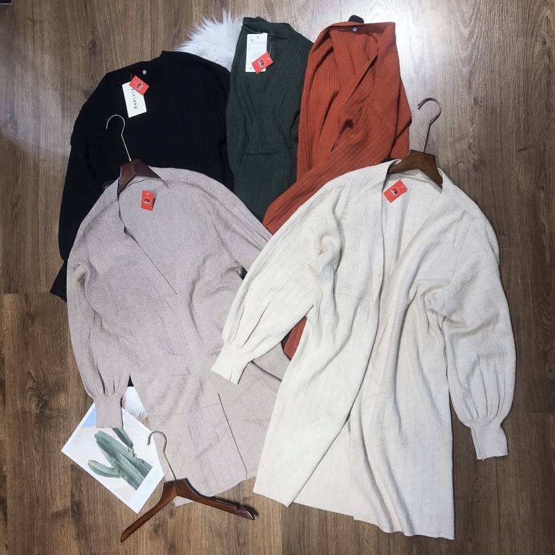 [SẴN SLL] Áo Khoác Cadigan Len Tay Bồng Dáng Dài Dàng QCL1 | BigBuy360 - bigbuy360.vn