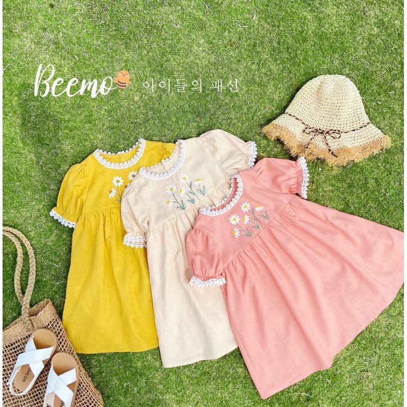 Váy baby doll bé gái viền ren điệu đà - Beemo