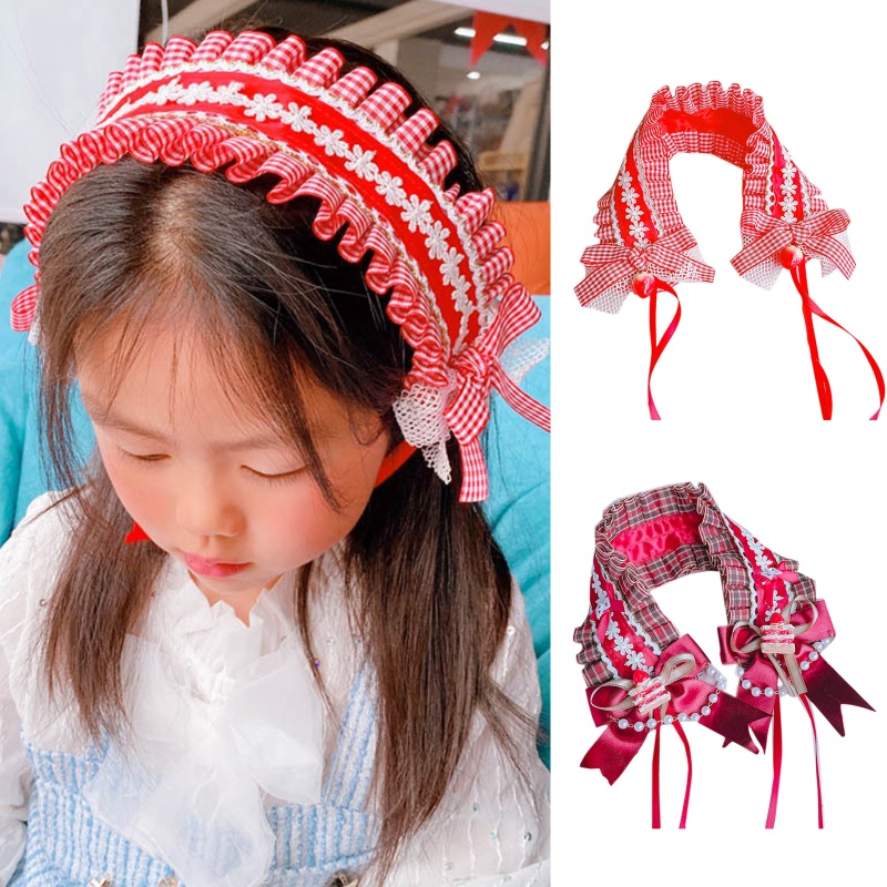 Băng Đô Ren Xếp Ly Nhiều Màu Sắc Phong Cách Lolita Dành Cho Nữ