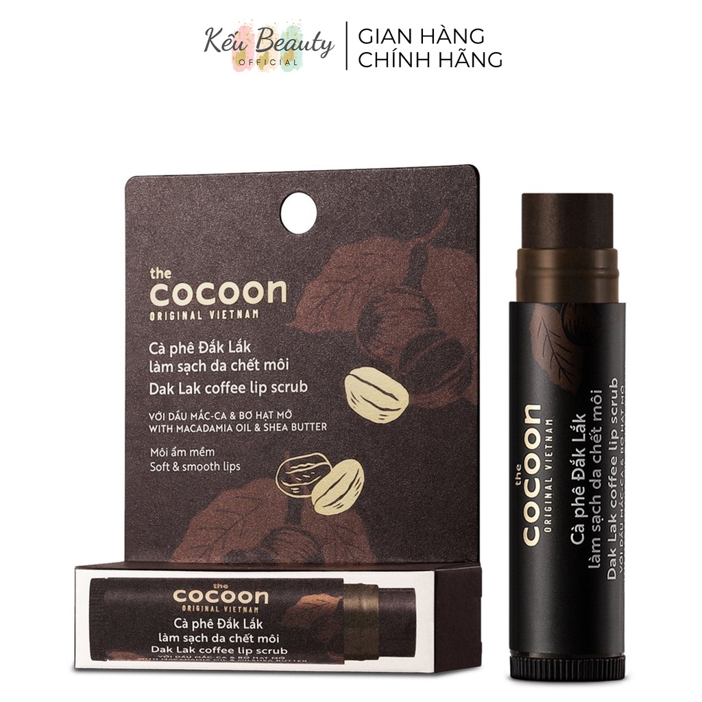Tẩy tế bào chết môi Cocoon Cà phê Đắk Lắk với dầu mắc ca và bơ hạt mỡ 5g