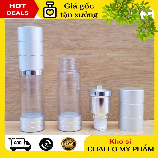 Chai Chiết Mĩ Phẩm ❤ GIÁ TẬN GỐC ❤ Chai hút chân không trong suốt Nắp Bạc 15ml xịt giọt chiết kem , phụ kiện du lịch