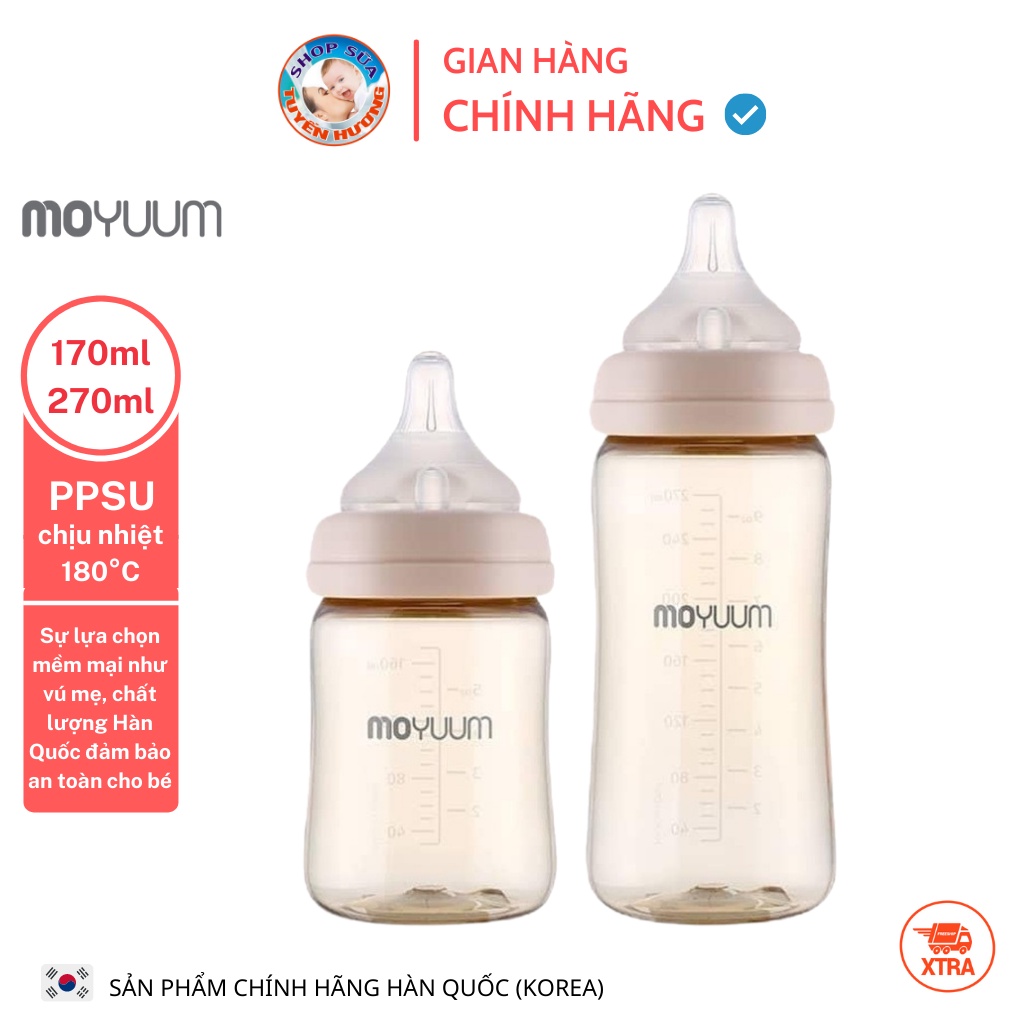 Bình sữa và núm Moyuum Hàn Quốc 170ml 270ml