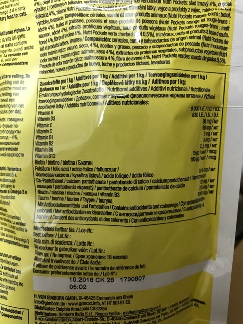 Gói Gimcat dinh dưỡng + đẩy búi lông Nutri Pockets