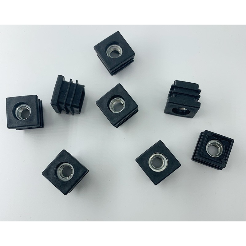 Nút bịt nhựa cho sắt hộp 20x20xM8, đế bịt nhựa có ren, hàng cao cấp.