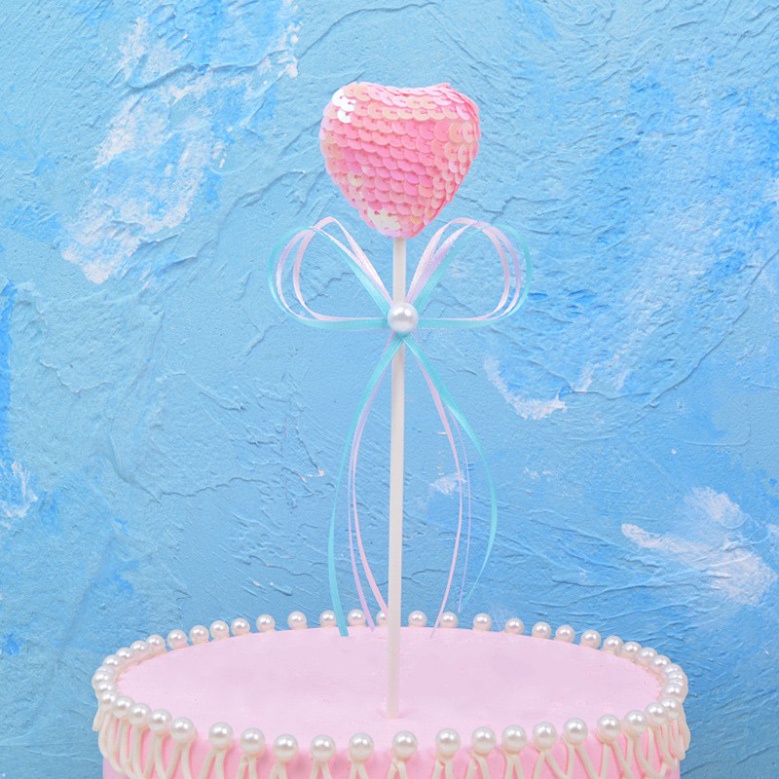 Que cắm bóng kim tuyến trang trí bánh kem, trang trí bánh sinh nhật