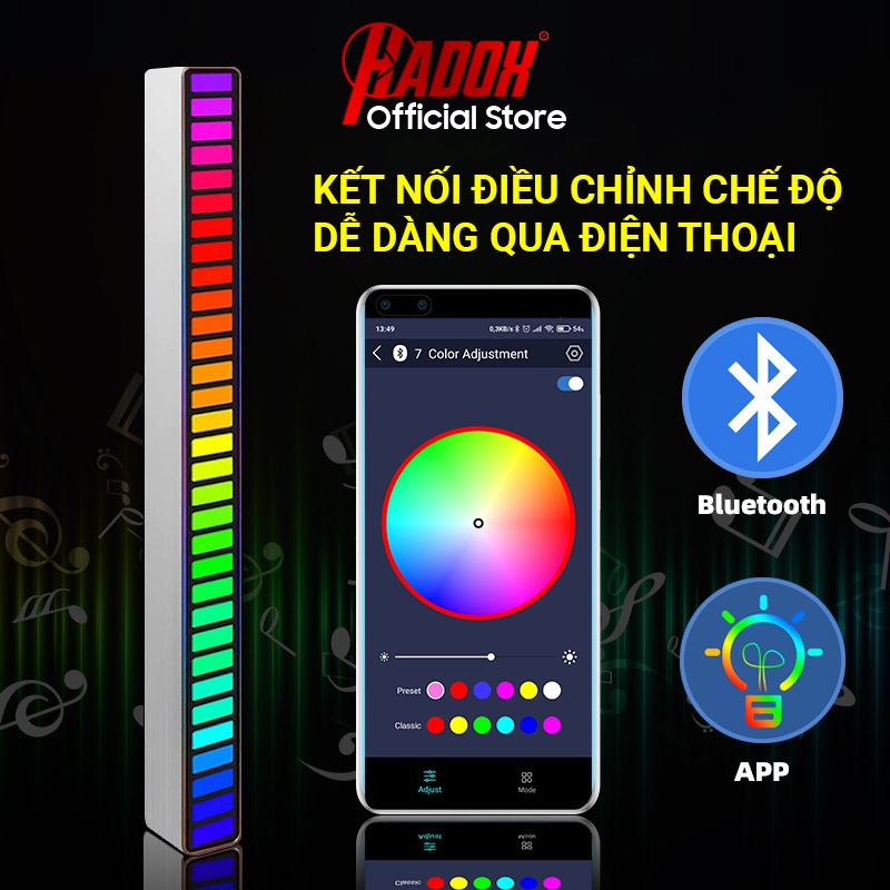 Thanh đèn led rgb nháy, cảm ứng theo nhạc, 16 triệu màu dùng để trang trí, bàn làm việc, phòng ngủ, đèn led tiktok