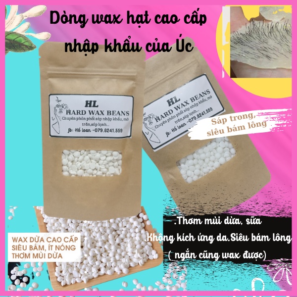 Sáp cao cấp Coconut & trong suốt,Sáp wax lông nóng dạng hạt đậu Hard Wax Beans