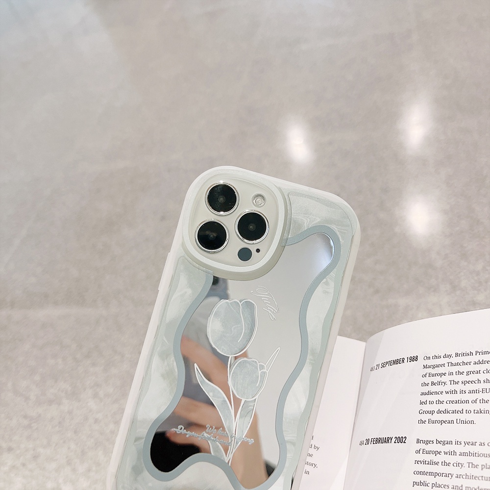 Ốp Điện Thoại Tráng Gương Chống Sốc In Họa Tiết Hoa Cho iPhone 11 12 13 Pro max mini XS max xr 7 8 se2020 plus