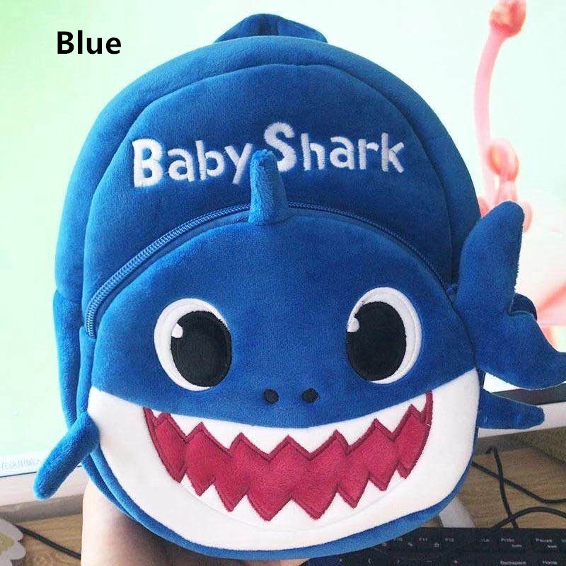Balo vải nhung hình cá mập kích thước 19 * 23 * 10cm cho bé
