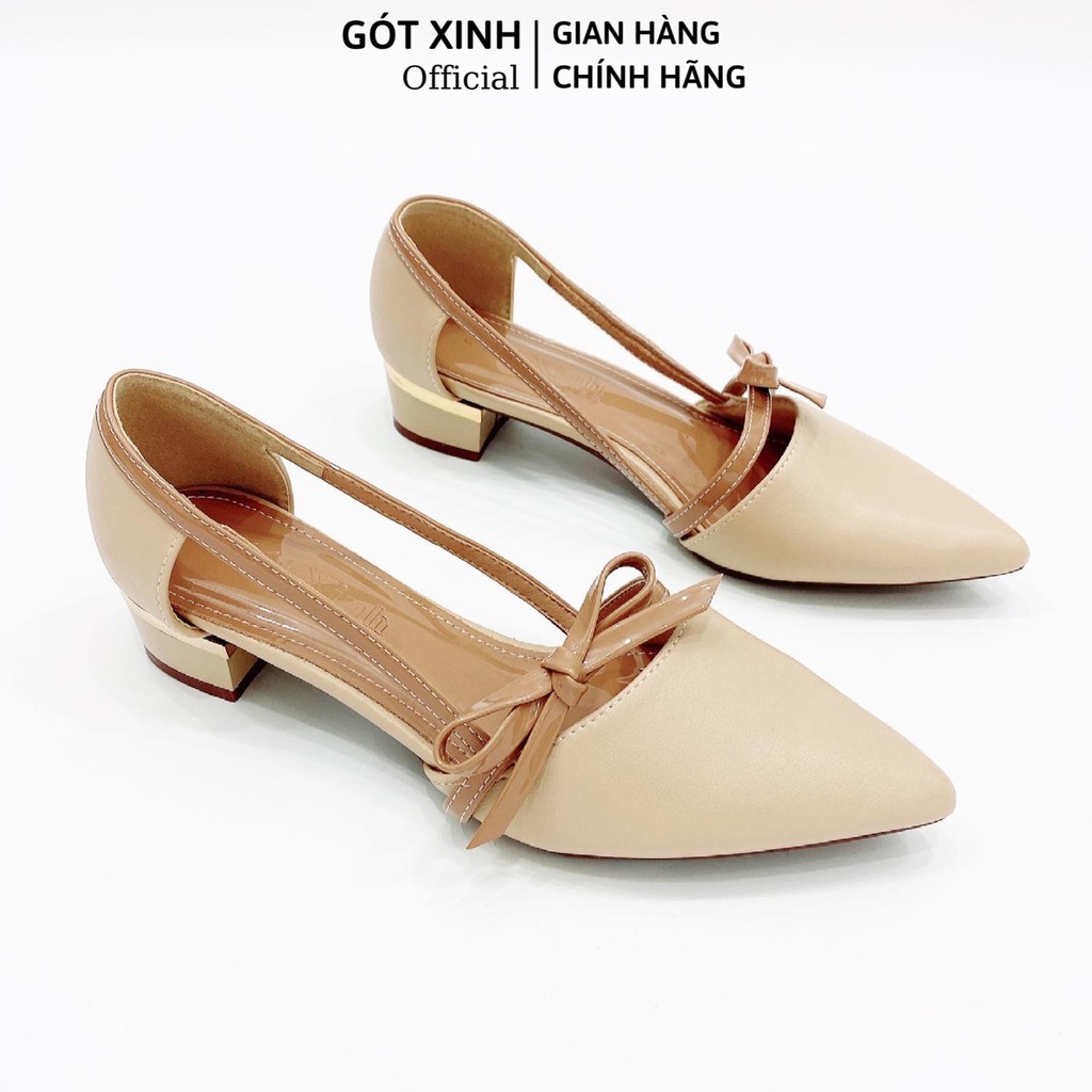 Giày cao gót nữ GÓT XINH G10 da mờ đế vuông cao 3cm