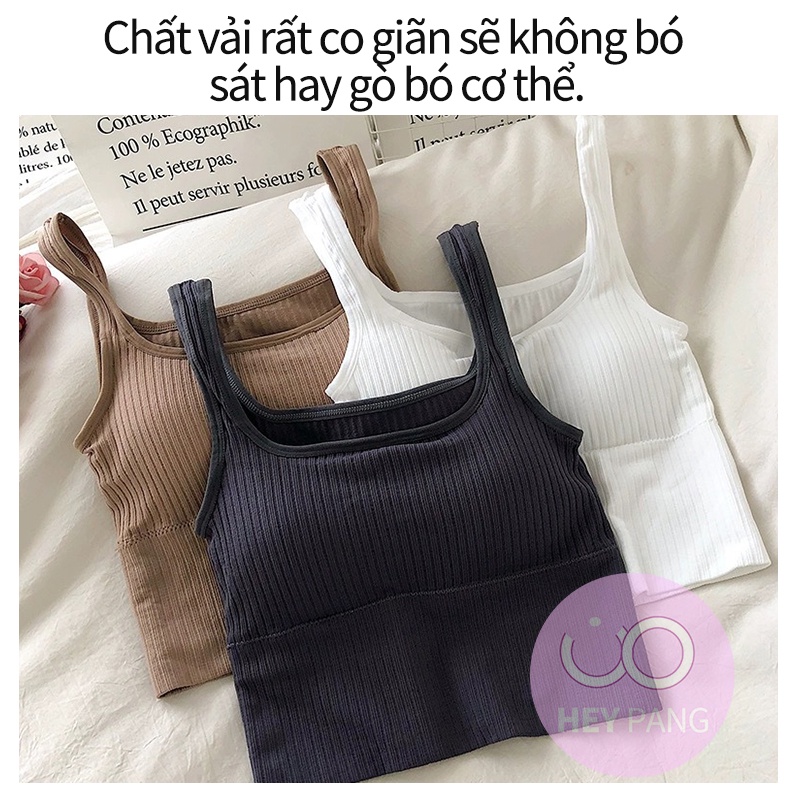 Áo croptop nữ bra hai dây thể thao bản to cổ vuông khoe body siêu thấm hút HEYPANG VN014