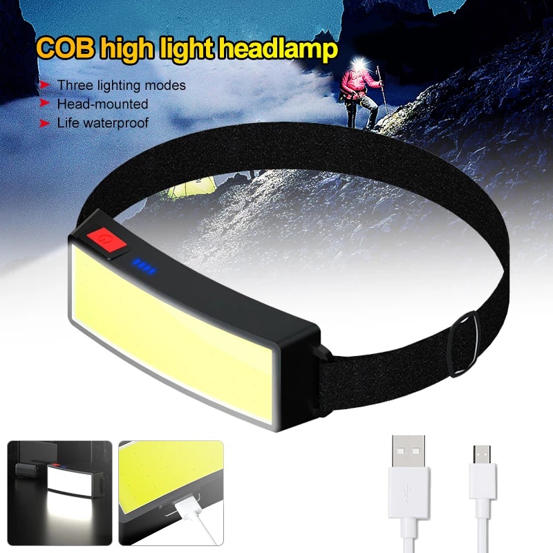 Đèn Đeo Đầu Mềm COB 3 Chế Độ Kèm Sạc USB Chống Thấm Nước Tiện Dụng Cho Câu Cá/ Cắm Trại