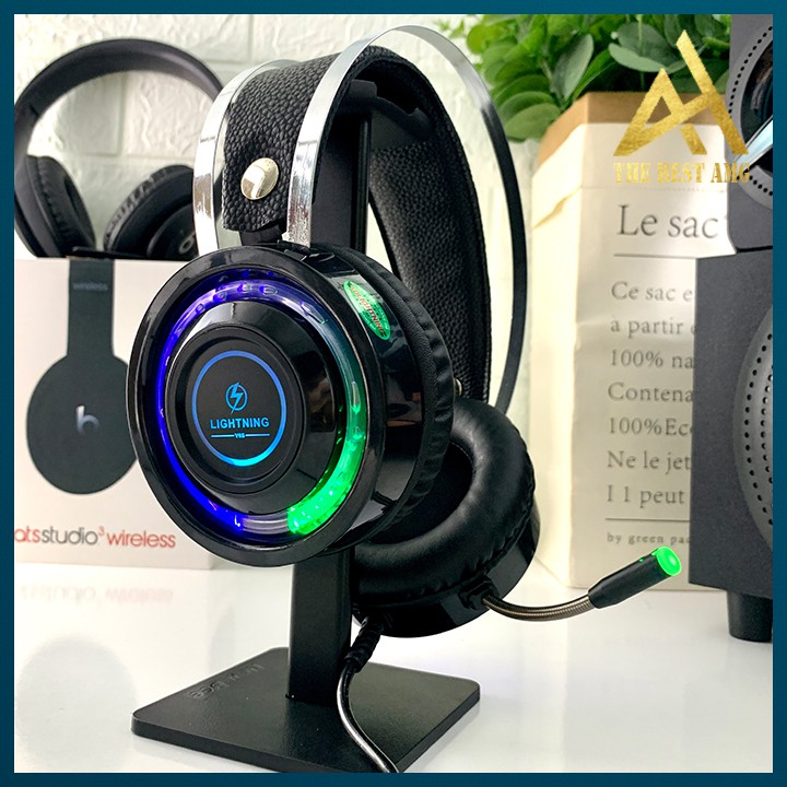 Tai Nghe Gaming Có Dây Headphone Chụp Tai LIGHTNING V6S LED 7 Màu - Tai Nghe Nhạc Máy Vi Tính Laptop Game Thủ Có Micro