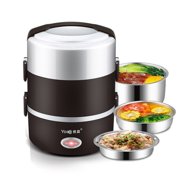 Hộp cơm cắm điện hẹn giờ YOICE, dung tích 2.0 lít, nấu chín, hâm nóng và giữ nhiệt cho thức ăn, dùng inox 304