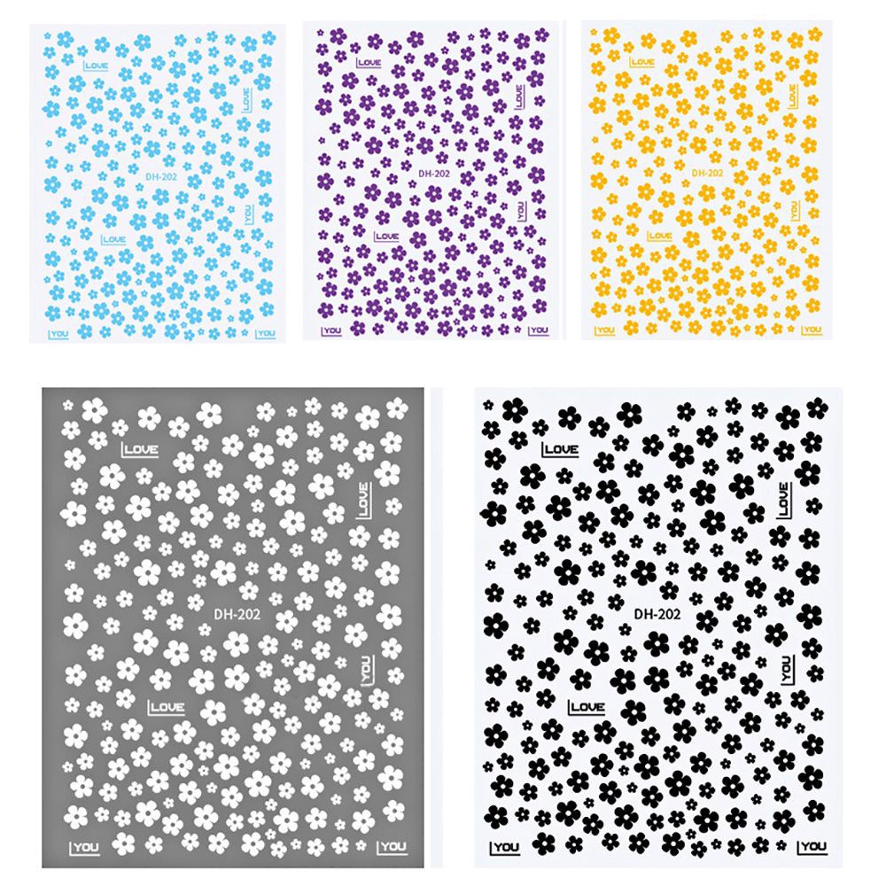 [Hàng mới về] Miếng Dán Trang Trí Móng Tay Họa Tiết Hoa Năm Cánh 3D Nhiều Màu Sắc