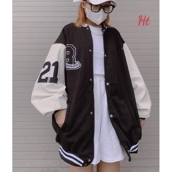 Bomber Nỉ Form Rộng , Áo Khoác Gió Jacket Unisex Nam Nữ B21 Họa Tiết Sắc Nét , Cúc Bấm Xịn Xò