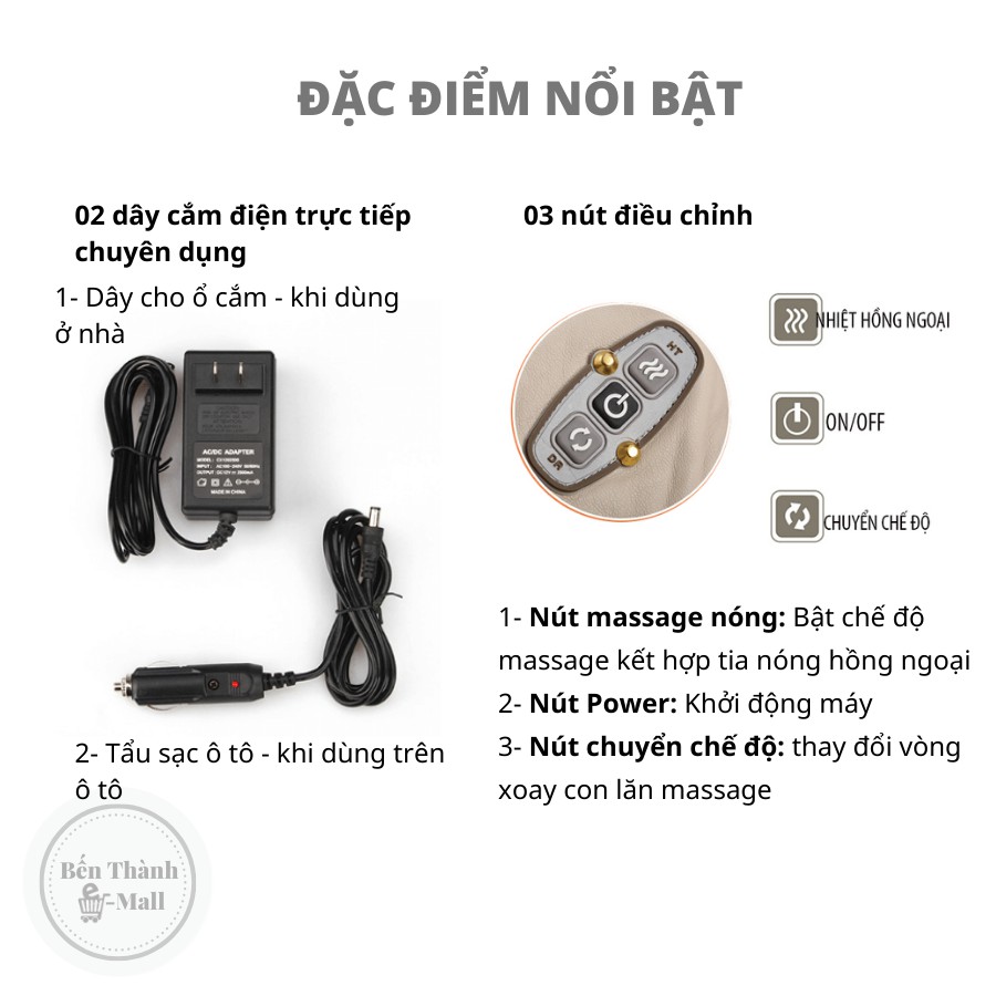 ✈️ [Freeship] ĐAI MASSAGE CỔ VAI LƯNG KNEADING MASSAGER J108A [Chế độ xoa bóp &amp; hồng ngoại]