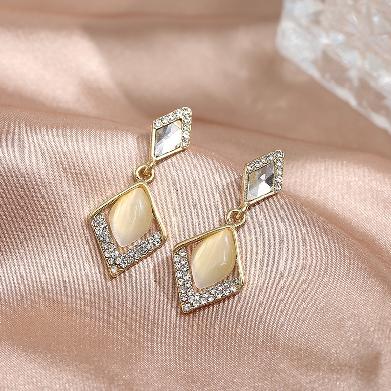 Bông Tai Mạ Bạc 925 Đính Kim Cương Phong Cách Hàn Quốc Mới