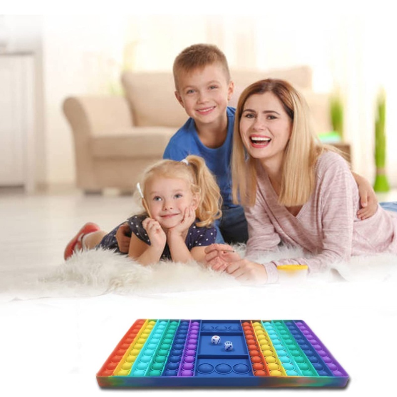 Đồ chơi bàn cờ bóp nhấn bong bóng bằng ngón tay màu cầu vồng cho thời gian rảnh của phụ huynh và trẻ