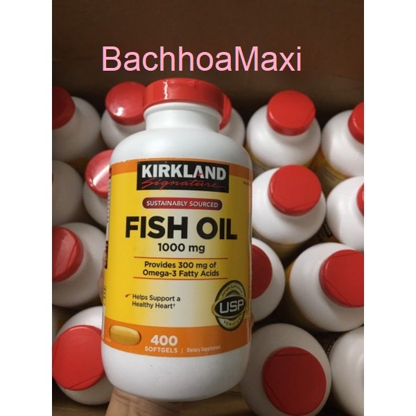 Dầu cá KIRKLAND Omega-3 FISH OIL 1000mg của Mỹ 400 viên🐟🦈