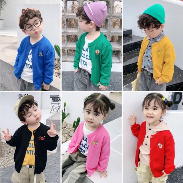 Áo khoác cardigan cotton len cho bé trai/gái