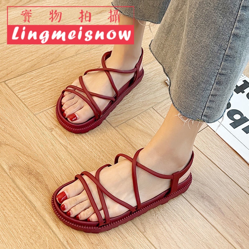 Giày Sandal Đế Dày Quai Nơ Phong Cách Hàn Quốc Thời Trang Đi Biển Mới Cho Nữ