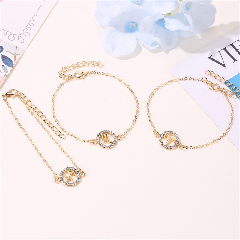 Bracelet Studded with Stone Zodiac Pendant