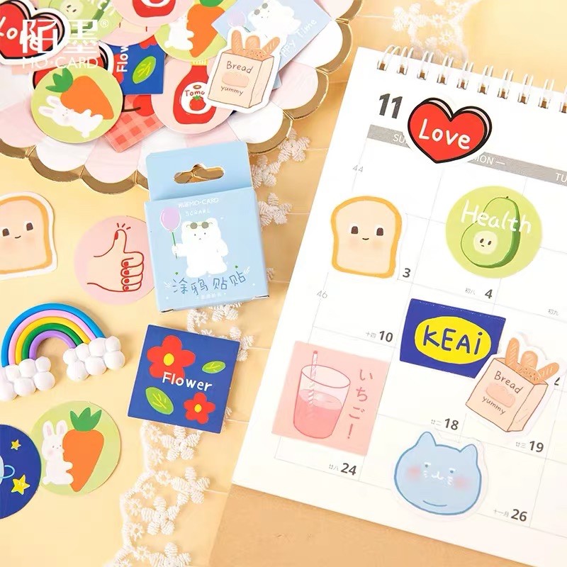 Hộp 45 pcs stickers nhiều chủ đề