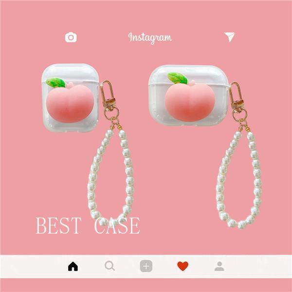 Vỏ Đựng Bảo Vệ Hộp Sạc Tai Nghe Airpods 1 / 2 / 3 Hình Trái Đào Bằng Silicone