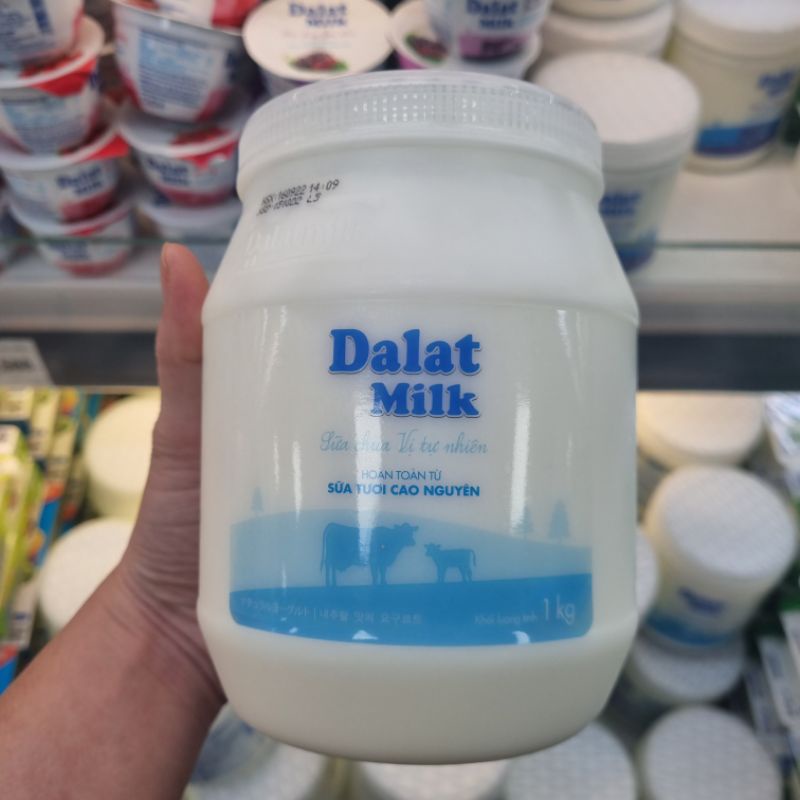 Sữa Chua Vị Tự Nhiên Không Đường DALAT MILK Hộp 1KG Chính Hãng Date Xa