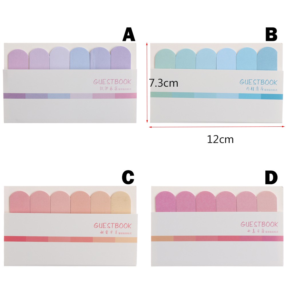 JUNE 120 sheets Novelty Sticky Notes Fashion Paster Sticker Memo Pad Tab Strip Gradual change Colors Cute DIY Office Supplies Label Index Flags