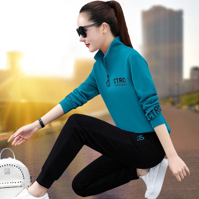 Bộ Đồ Thể Thao 100% Cotton Tay Dài Dáng Rộng Thời Trang Xuân Thu Cho Nữ 2021 | BigBuy360 - bigbuy360.vn
