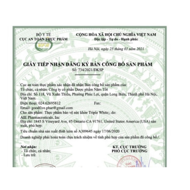 COMBO VIÊN UỐNG TRIPLE WHITE -GLUTATHION 1200MG VÀ VITAMIN C SÁNG DA, MỜ NÁM