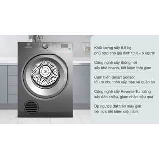 [HÀNG CHÍNH HÃNG]Máy sấy thông hơi Electrolux  EDV854N3SB ,8.5 kg