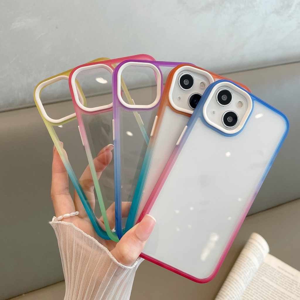 Ốp Điện Thoại Mềm Trong Suốt Chống Sốc Màu Gradient Cho iPhone 13 12 pro max 11 14 pro max