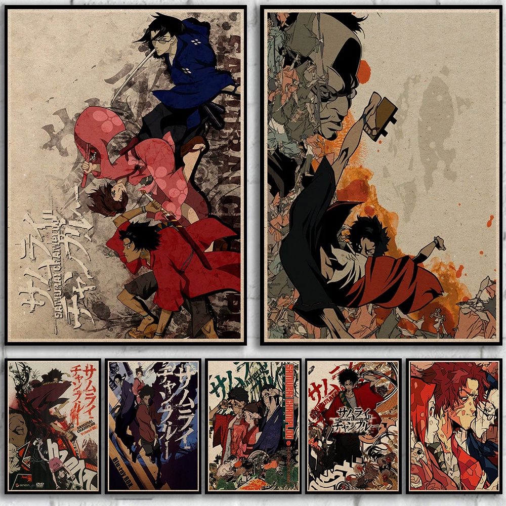Poster Hoạt Hình samurai champloo Bằng Giấy kraft Chất Lượng Cao Trang Trí Phòng Khách / Quán bar