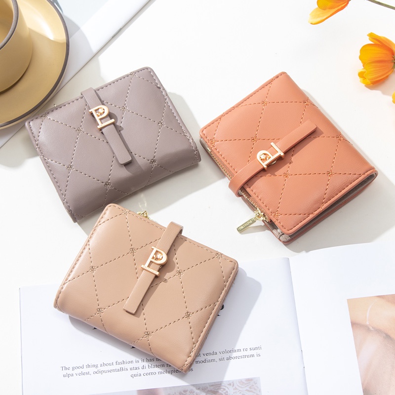 Ví Ngắn Phối Khóa Kéo Đơn Giản Thời Trang Dành Cho Nữ