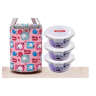 bộ 03 hộp cơm thuỷ tinh Lock&Lock 650ml kèm túi giữ nhiệt - bộ 03 hộp thuỷ tinh Lock&Lock 650ml
