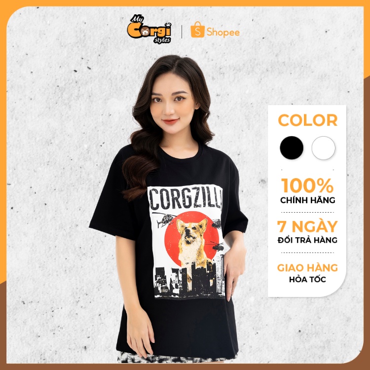 Áo thun Corgi unisex MCS Godzilla phông nam nữ tay lỡ oversize form rộng vải SÀI GÒN